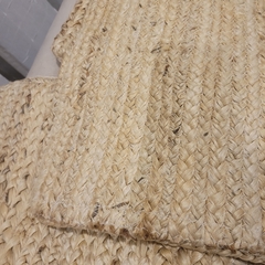 Alfombra de yute trenzado natural Blanco camino 200x80cm - kazaru
