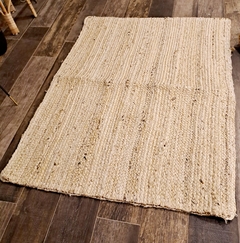 Alfombra de yute trenzado natural blanco rectangular 120x90cm