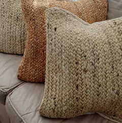 Almohadon de yute natural Blanco 45x45cm - kazaru