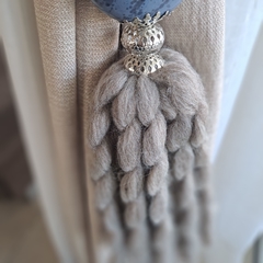 Borla cerámica GRIS semillas manchadas lana merino gris - kazaru