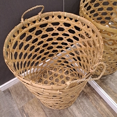 Cesto bambu calado grande manija trenza 55cm - comprar online