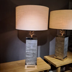 Lampara cubica tramada plata viejo 73cm