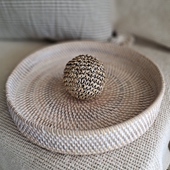 Bandeja Rattan redonda blanca baja 35cm - comprar online