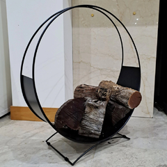 Leñero de hierro CIRCLE Oxido 60x65x25cm - tienda online