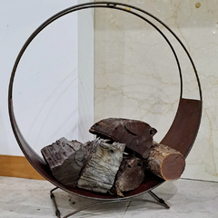 Leñero de hierro CIRCLE Oxido 60x65x25cm