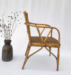 Silla Rattan natural apoya brazos asiento tejido Indonesia - kazaru