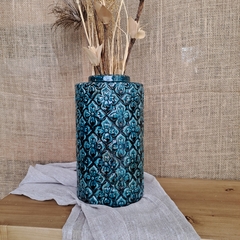 Florero jarrón petróleo estampado 28cm - comprar online