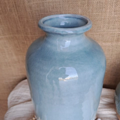 Florero jarrón turquesa marrón 39cm - tienda online