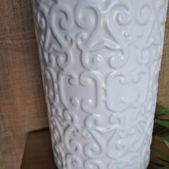 Imagen de Florero jarrón arabescos blanco combinado 46cm