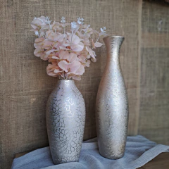 Florero jarrón suculeta dalia plata mediano 30cm