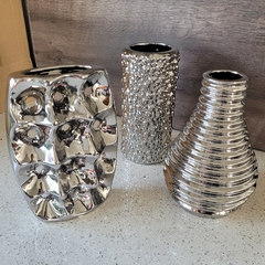 Florero Ceramica Maple Plata Chico 14X8X20Cm - tienda online