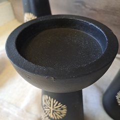 Candelabro Posavela Madera Negro Estampado 20Cm - comprar online
