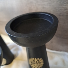 Imagen de Candelabro Posavela Madera Negro Estampado 20Cm