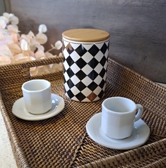 Pote hermetico cerámica damero 15cm - tienda online