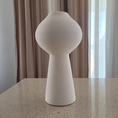 Florero rayado blanco ceramica Calm VI 13x25cm - kazaru
