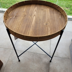 Imagen de Mesa Boho bandeja madera patas hierro 61x62cm