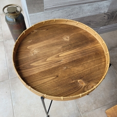 Mesa Boho bandeja madera patas hierro 61x62cm en internet