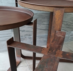Mesa Bandeja De Chapa Marron Oxido Mediana 45Cm - tienda online