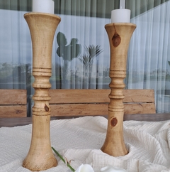 Par Candelabro Copa Alto - Lustre Madera 41cm - tienda online