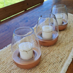 Fanal de vidrio con base cobre 22cm