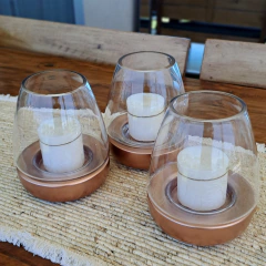 Imagen de Fanal de vidrio con base cobre 22cm