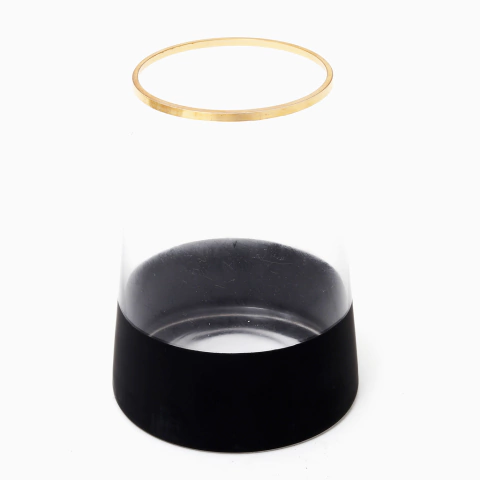 Florero conico base negra vidrio transparente 19cm