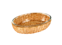 Fuente de Vidrio Ovalada Palma base fibra mediana 26cm - comprar online