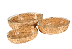 Fuente de Vidrio Ovalada Palma base fibra chica 20cm - kazaru