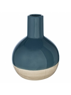 Florero Duo Azul Turquesa Redondo 11x16cm 57277 - kazaru
