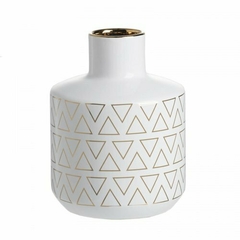 Florero blanco rayitas doradas de ceramica Okko 20cm