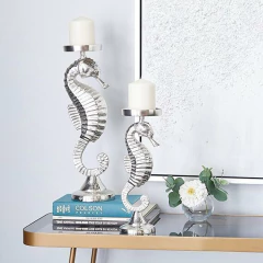 Set x2 Candelabros Portavelas HIPOCAMPO de aluminio - comprar online