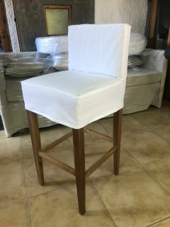Banqueta para barra silla alta respaldo tapizado con funda - comprar online