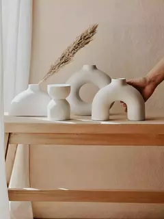 SET JARRONES SANTORINI BLANCO OFF WHITE