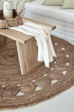 ALFOMBRA SIAM yute trenzado natural redonda 120cm