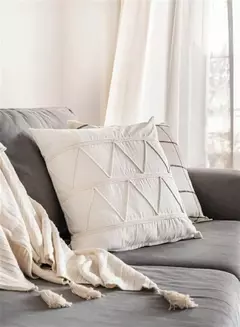 ALMOHADON TUSSOR MARRUECOS NATURAL CON CORDON 50X50