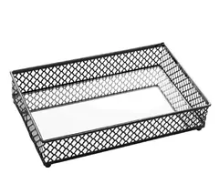 BANDEJA METAL RECT ESPEJO BARCELONA NEGRA 21X13X5