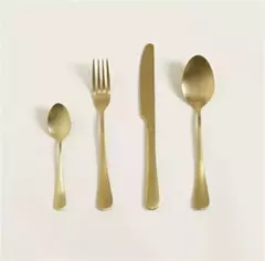 SET X 16 CUBIERTOS LINEA RAFINA COLOR DORADO