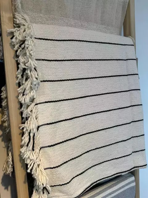 MANTA ALGODON EIBAR OPTICO/LINEAS NEGRAS 180X140CM