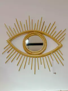 Espejo de rattan diseño de ojo 54cm