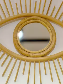Espejo de rattan diseño de ojo 54cm - comprar online