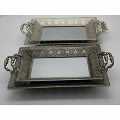 Set X2 Bandejas Rectangulares espejadas con Manijas