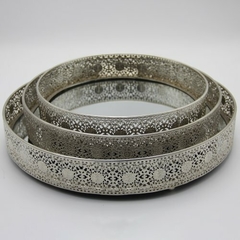 Set x3 Bandejas Redondas caladas plata