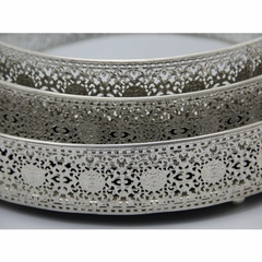Set x3 Bandejas Redondas caladas plata - comprar online