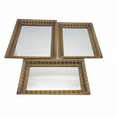 Set X3 Bandejas Rectangulares espejadas planas dorado viejo en internet