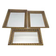 Set X3 Bandejas Rectangulares espejadas planas dorado viejo en internet
