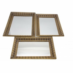Bandeja Grande rectangular espejada plana dorado viejo en internet