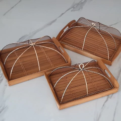 Juego de 3 bandejas de Bambú con tapa
