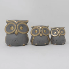 Set de 3 buhos de madera adorno