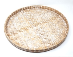 Bandeja Bamboo redonda 38cm Blanca borde bajo