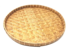 Bandeja Bamboo redonda 38cm Natural borde bajo
